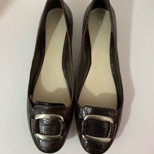 Nine West Brown faux snakeskin flats